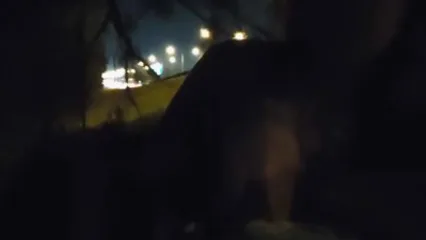 Девушка делает минет парню на природе поздним вечером