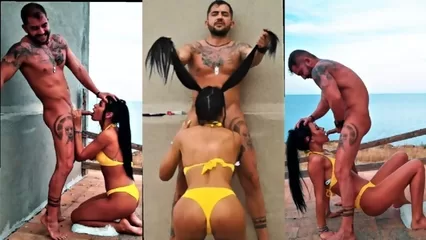 Романтичный секс брюнетки с видом на озеро